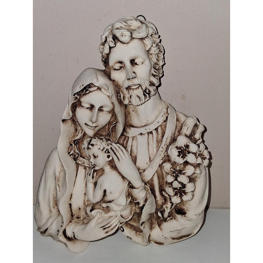 Vintage Holy Family Wall Plaque Mary Joseph Baby Jesus Resin Religious Decor 6.5